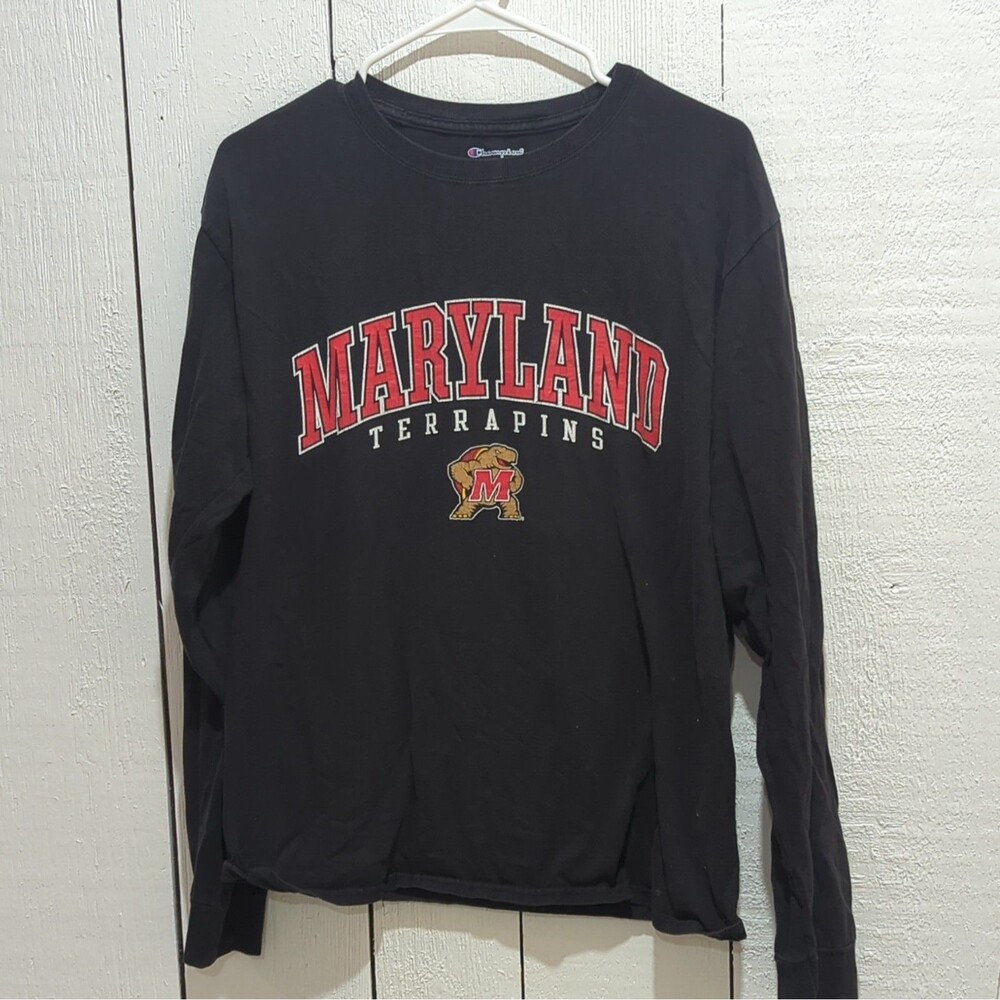 Champion Maryland Terrapins NCAA Long Sleeve Shirt Black Size M